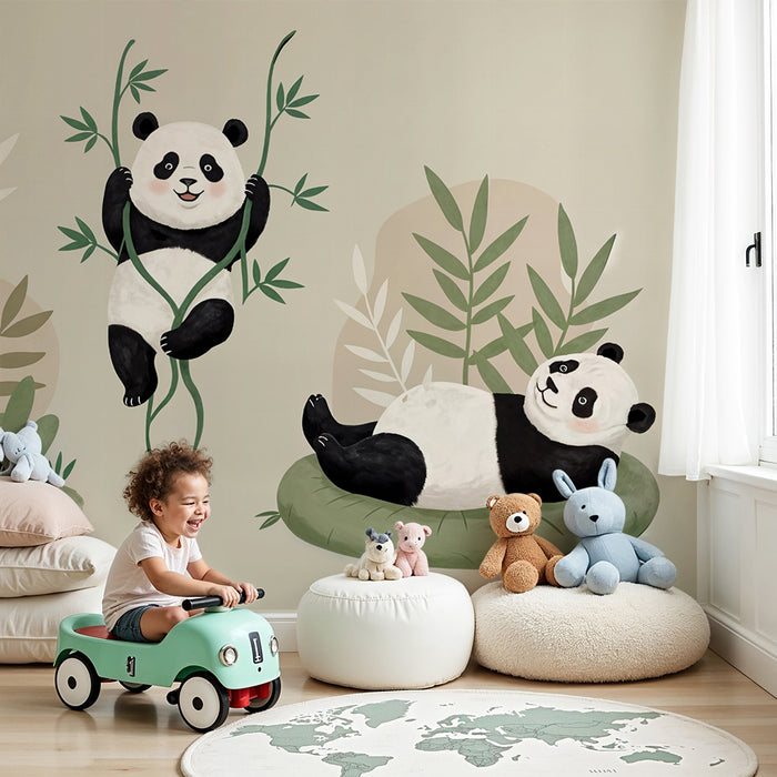 Carta da parati panda | Decorazione carina e giocosa