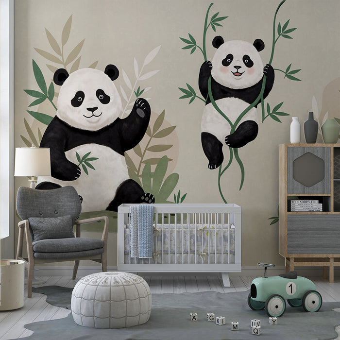 Carta da parati panda | Decorazione carina e giocosa