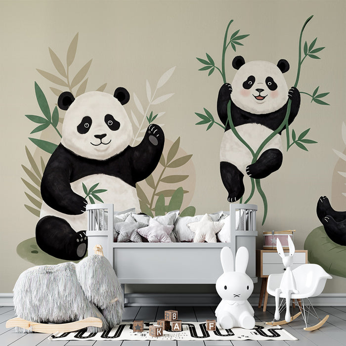 Carta da parati panda | Decorazione carina e giocosa