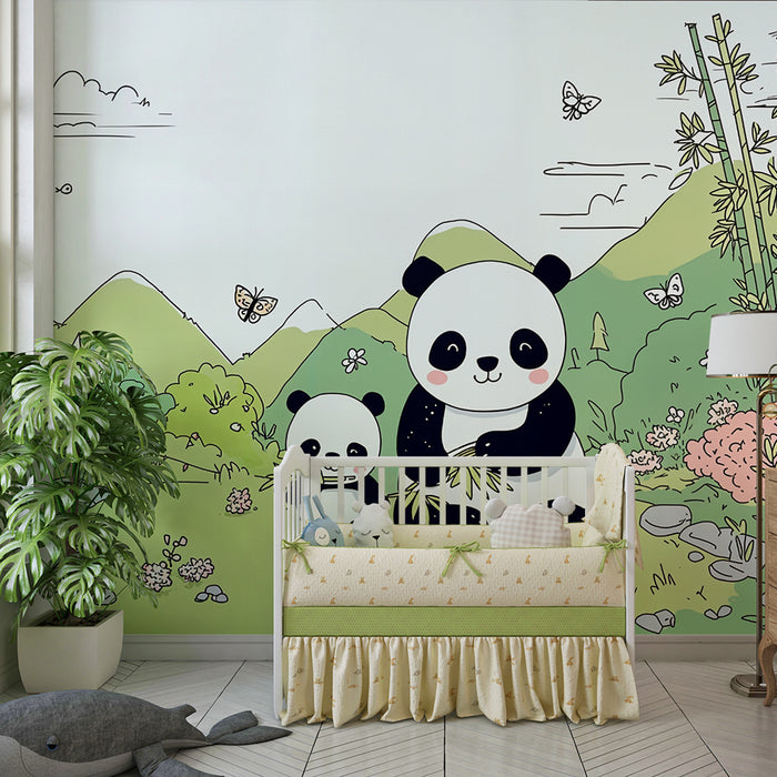 Papier peint Panda | Zakúzlená výzdoba pre detskú izbu