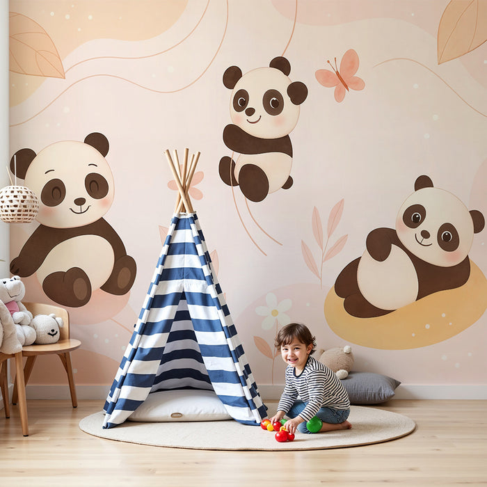 Papel pintado pandas | Ambiente suave y lúdico