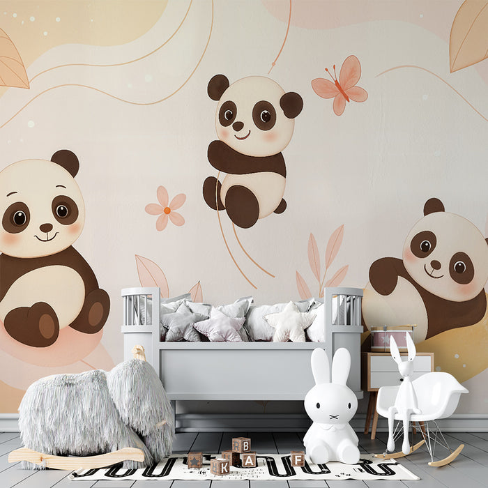 Panda tapet | Børneværelse vægdekoration