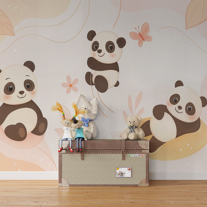 Panda tapet | Børneværelse vægdekoration