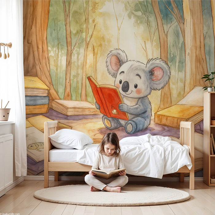 Koala Reader Behang | Kinderillustratie in het Bos