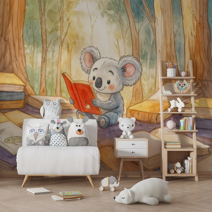 Koala Reader Behang | Kinderillustratie in het Bos