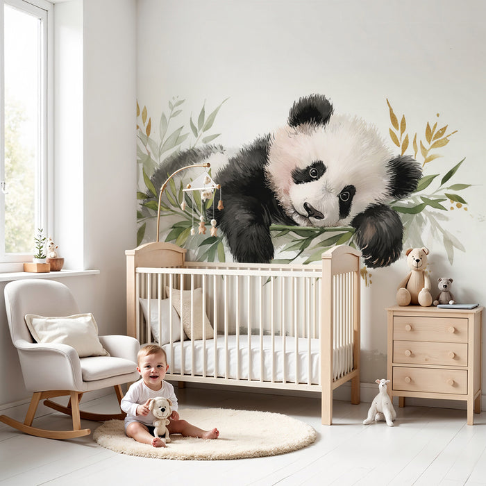 Børneværelse tapet panda | Sød design med bambus