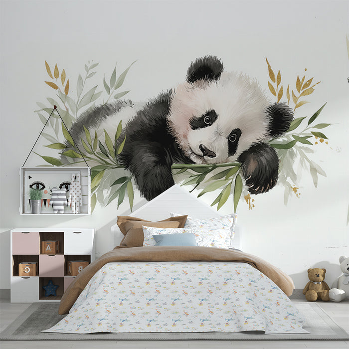 Børneværelse tapet panda | Sød design med bambus