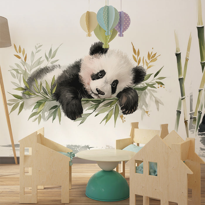 Børneværelse tapet panda | Sød design med bambus