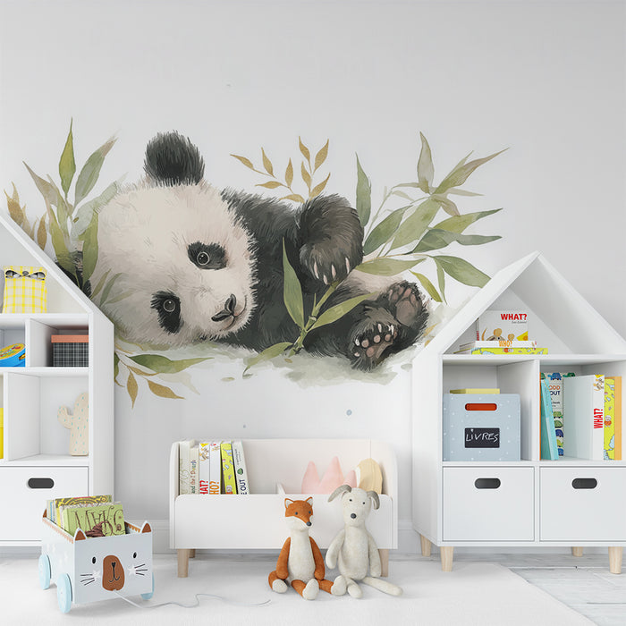 Papier peint panda | Rozkošná ilustrácia ležiaceho pandu