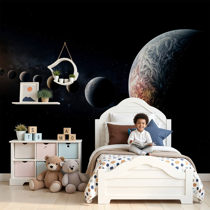 Lastenhuoneen tapetti | Systeemi avaruudessa upea