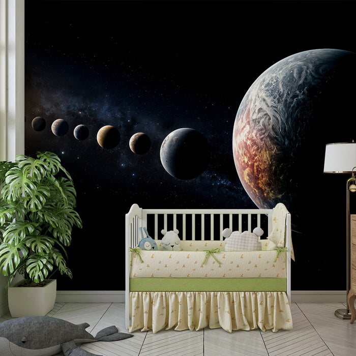 Lastenhuoneen tapetti | Systeemi avaruudessa upea