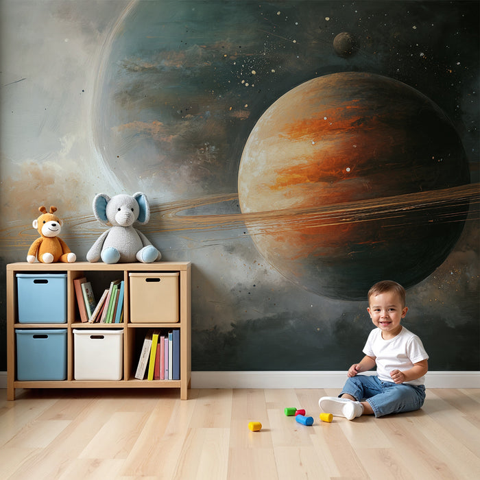 Lastenhuoneen tapetti | Planeetat ja kosmiset renkaat
