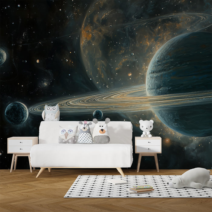Lastenhuoneen tapetti | Kosminen maailmankaikkeus ja planeetat