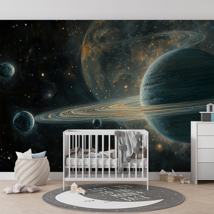 Lastenhuoneen tapetti | Kosminen maailmankaikkeus ja planeetat