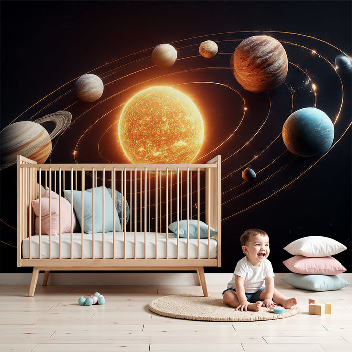 Lastenhuoneen tapetti | Kirkas aurinkokuntajärjestelmä