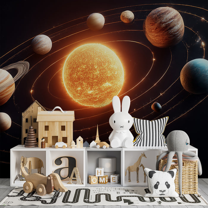 Lastenhuoneen tapetti | Kirkas aurinkokuntajärjestelmä