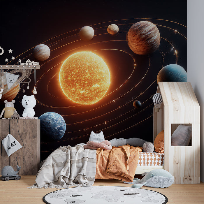 Lastenhuoneen tapetti | Kirkas aurinkokuntajärjestelmä