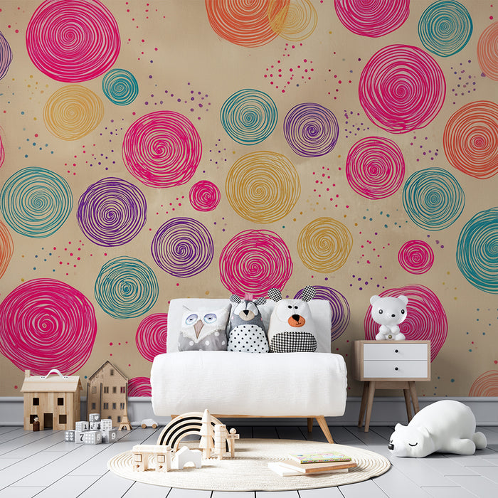 Tapeta s farebnými kruhmi | Abstraktný a hravý dizajn