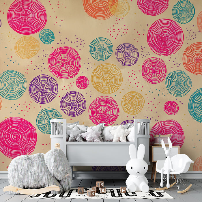 Tapeta s farebnými kruhmi | Abstraktný a hravý dizajn