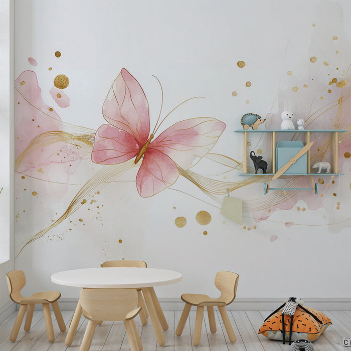 Fugletapet | Design i rosa og guld