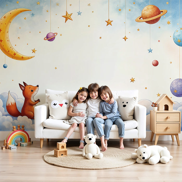 Tapeta liška a hvězdy | Pohádkový svět pro děti