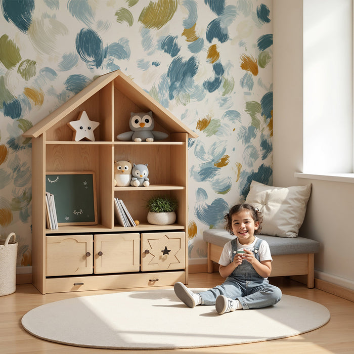 Abstrakt tapet | Farverige penselstrøg