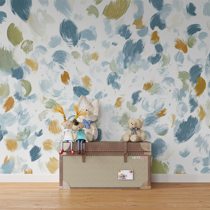 Abstrakt tapet | Farverige penselstrøg