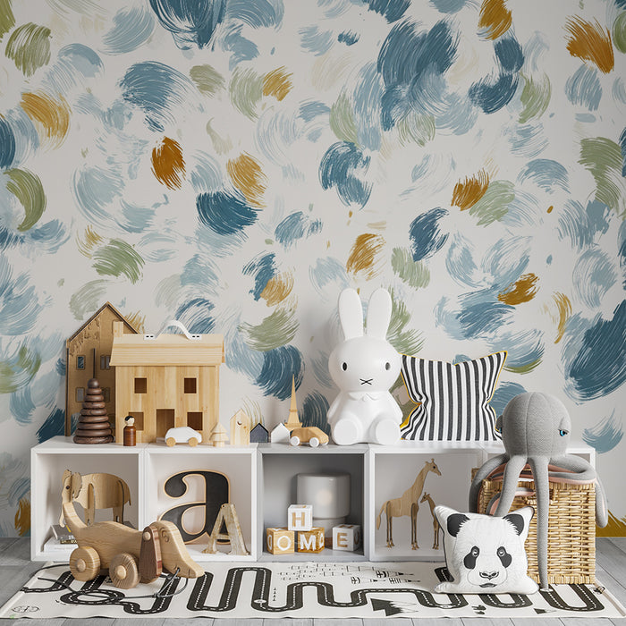 Abstrakt tapet | Farverige penselstrøg