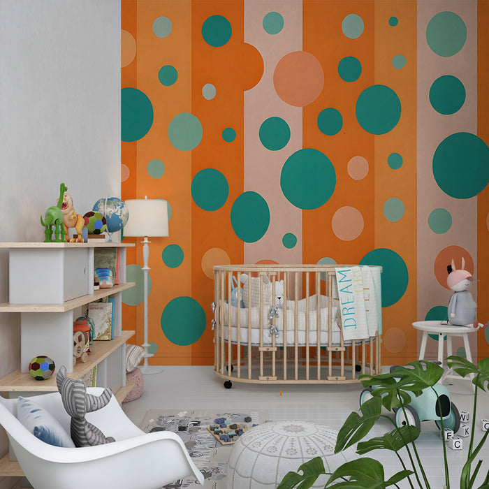 Papel pintado infantil | Círculos multicolores retro