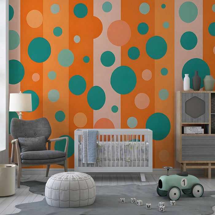 Papel pintado infantil | Círculos multicolores retro