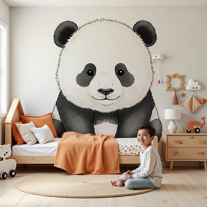 Dětské tapety | Roztomilá sedící panda s něžným pohledem