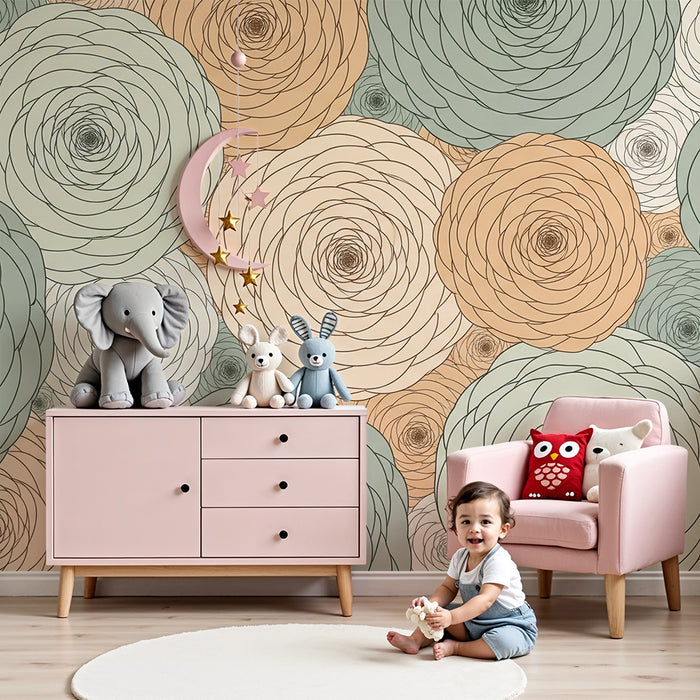 Babyzimmer Tapete | Rosenranken-Muster