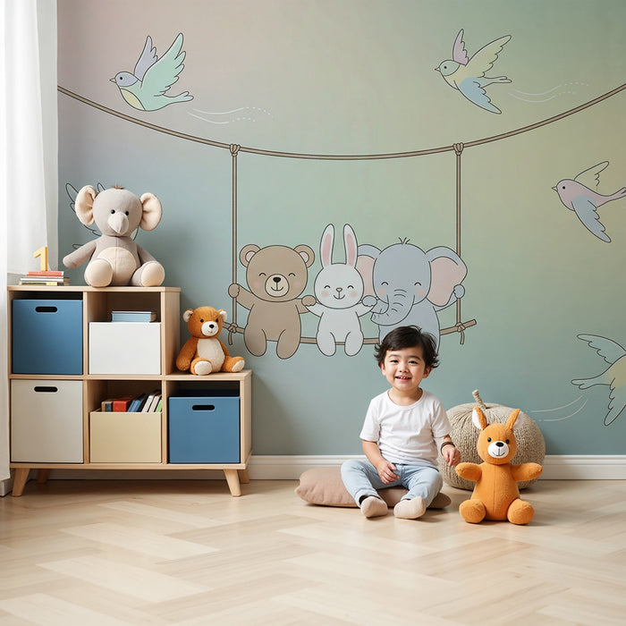 Barntapet | Djurvänner på en gungbräda