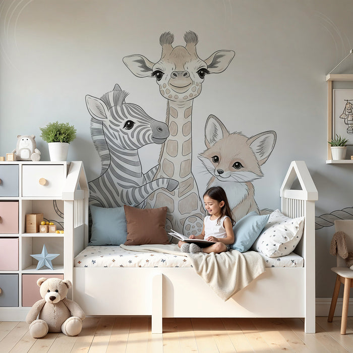 Barntapet | Skogens vänner: giraff, zebra och räv