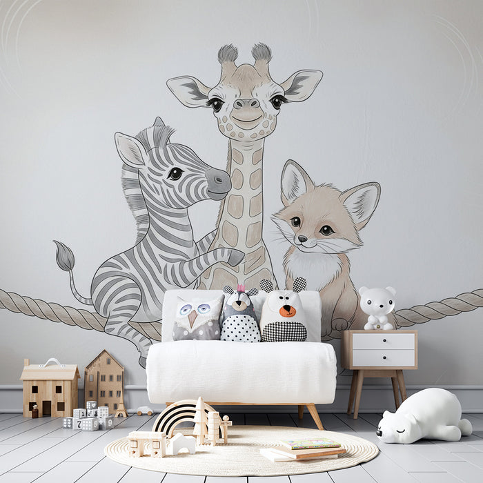 Barntapet | Skogens vänner: giraff, zebra och räv