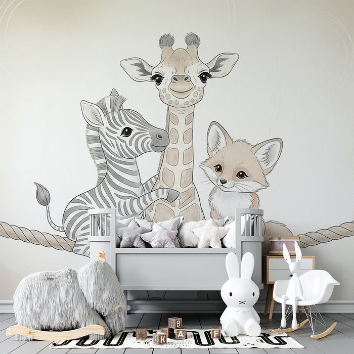 Barntapet | Skogens vänner: giraff, zebra och räv