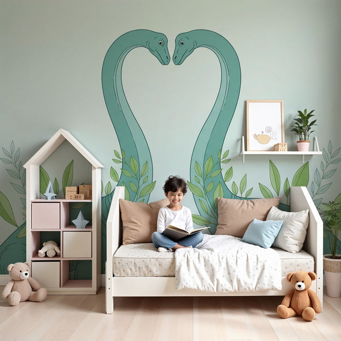 Papier peint chambre bébé | Amoureux des dinosaures avec diplodocus