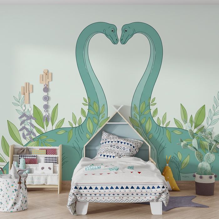 Papier peint chambre bébé | Amoureux des dinosaures avec diplodocus