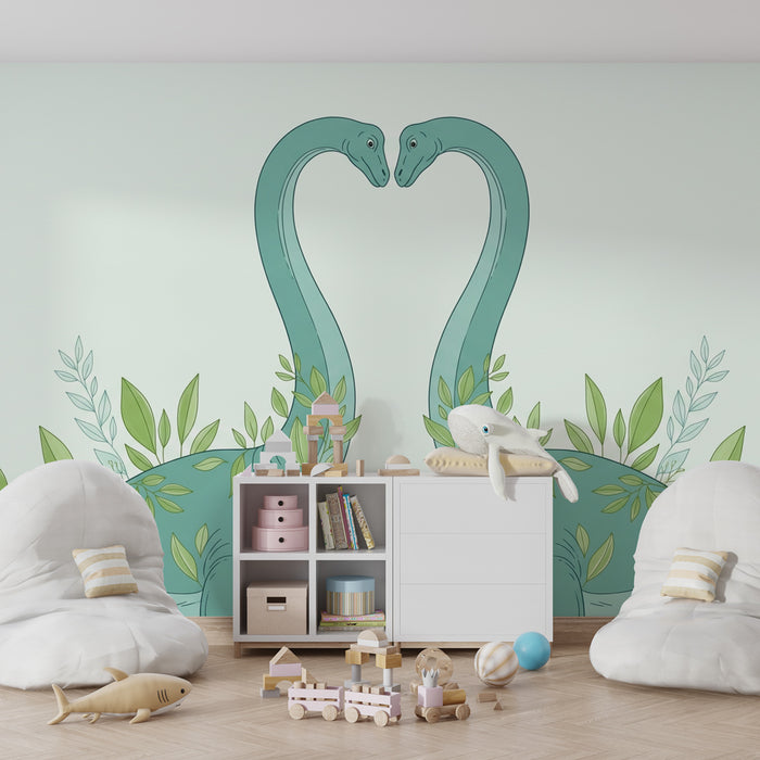 Papier peint chambre bébé | Amoureux des dinosaures avec diplodocus
