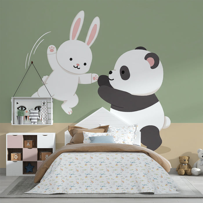 Barntapet | Roliga panda och lekfull kanin