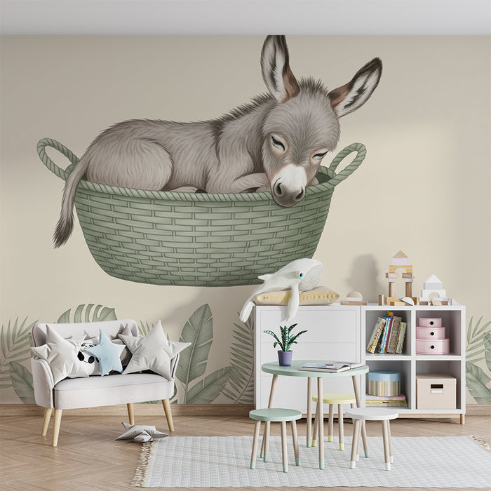 Barntapet | Sovande åsna i en korg