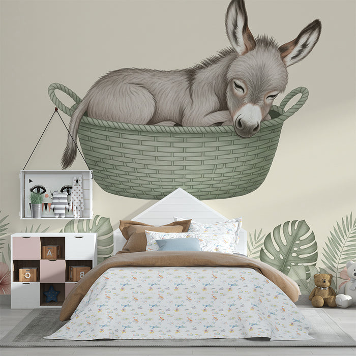 Barntapet | Sovande åsna i en korg