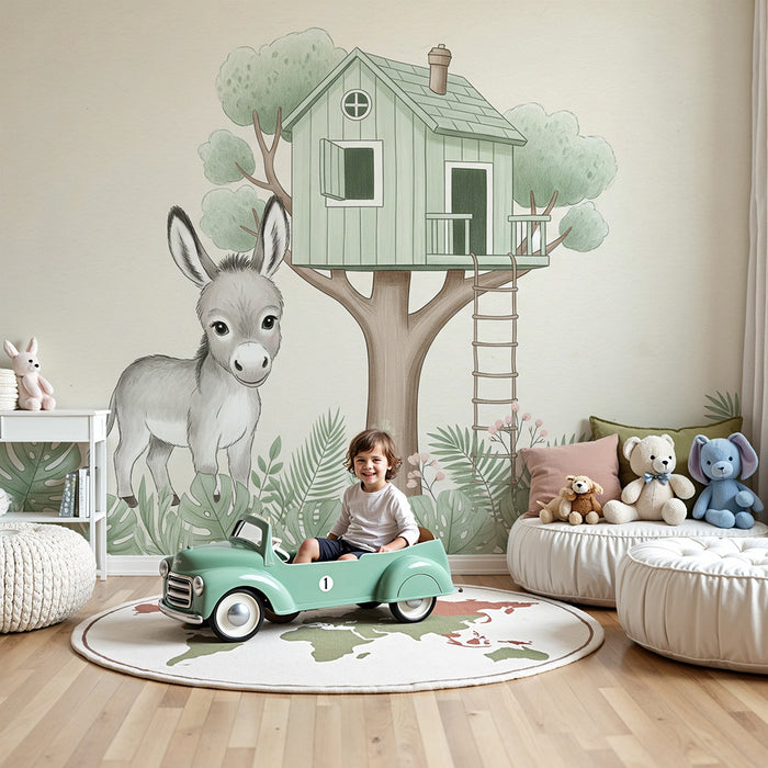 Barntapet | Åsna och hus i trädet