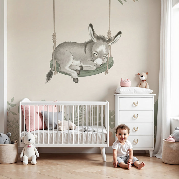 Barntapet | Fridsam åsna på en gungstol