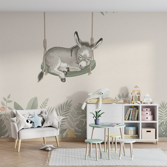 Barntapet | Fridsam åsna på en gungstol