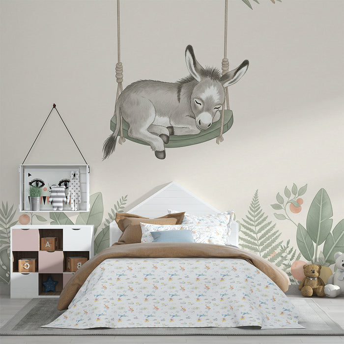 Barntapet | Fridsam åsna på en gungstol