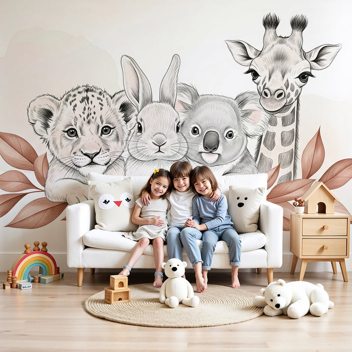 Barntapet | Bedårande djur och lövverk