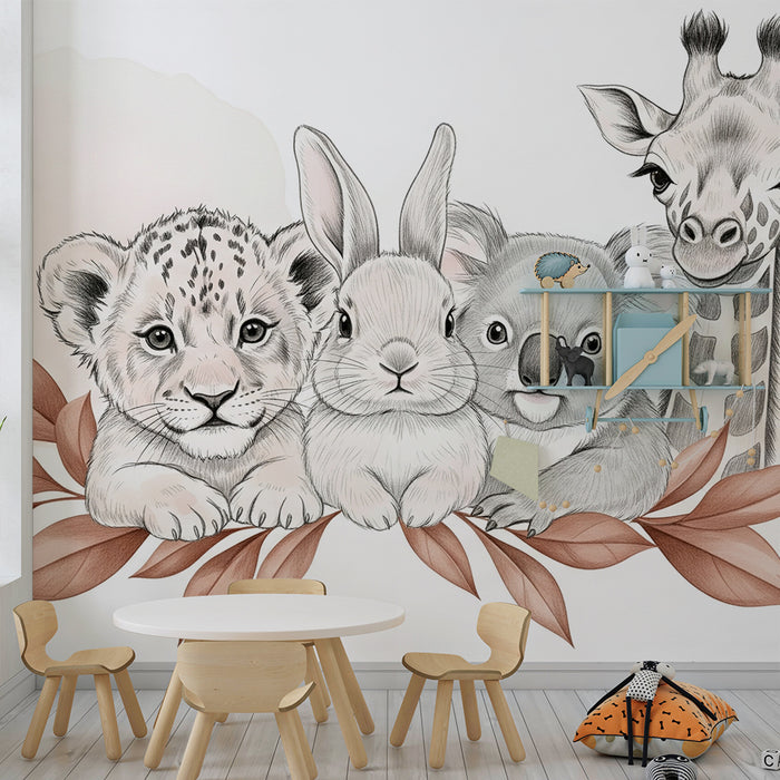 Barntapet | Bedårande djur och lövverk