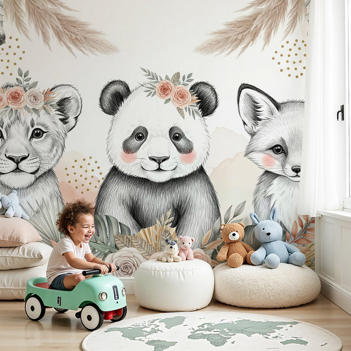 Barntapet | Bedårande djur och blommor