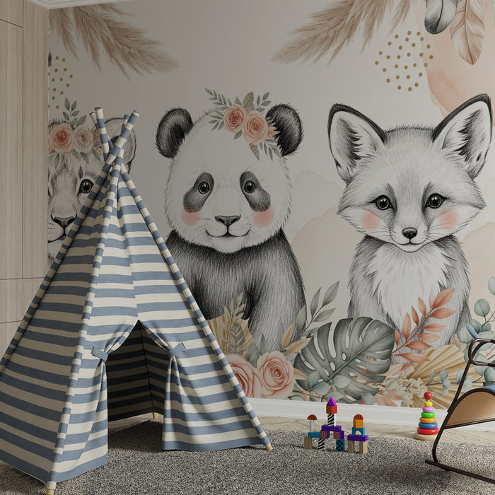 Barntapet | Bedårande djur och blommor